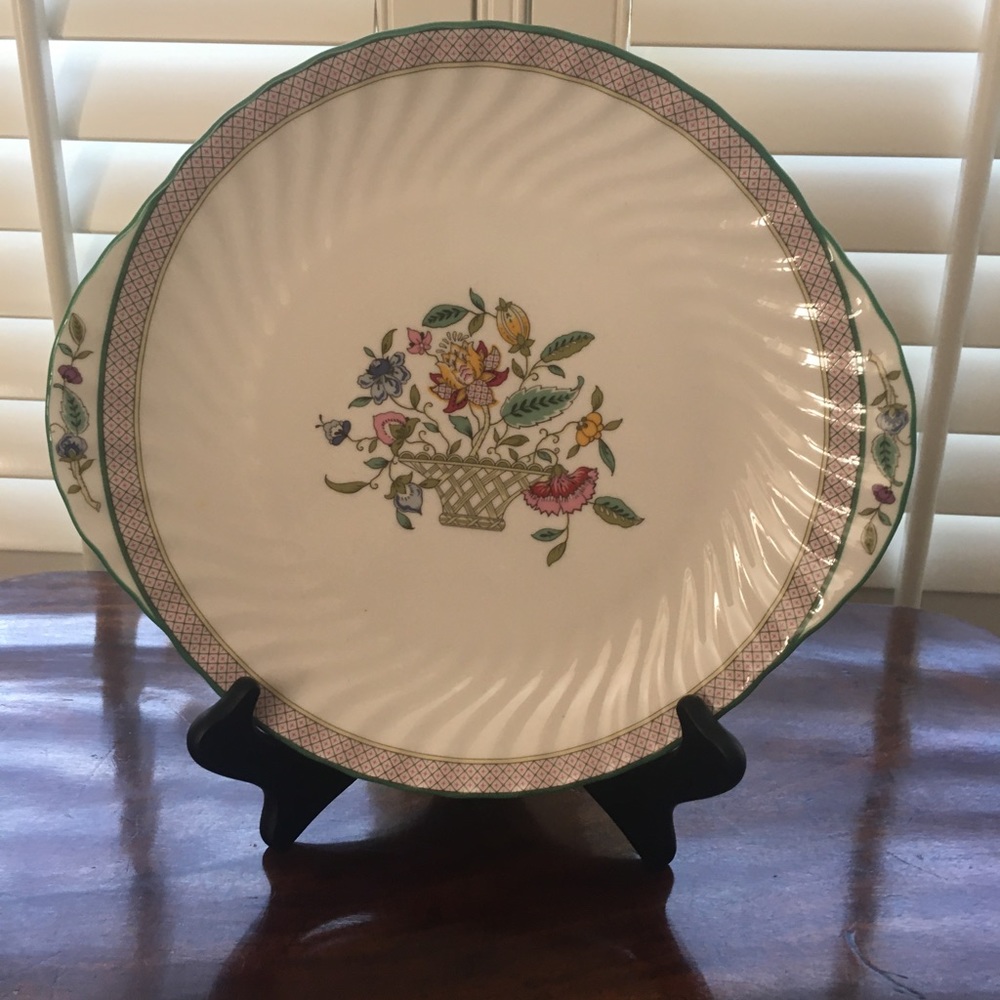 Minton “Haldon Hall Trellis” Handled Cake Plate 10 3/4” x 9 3/4”